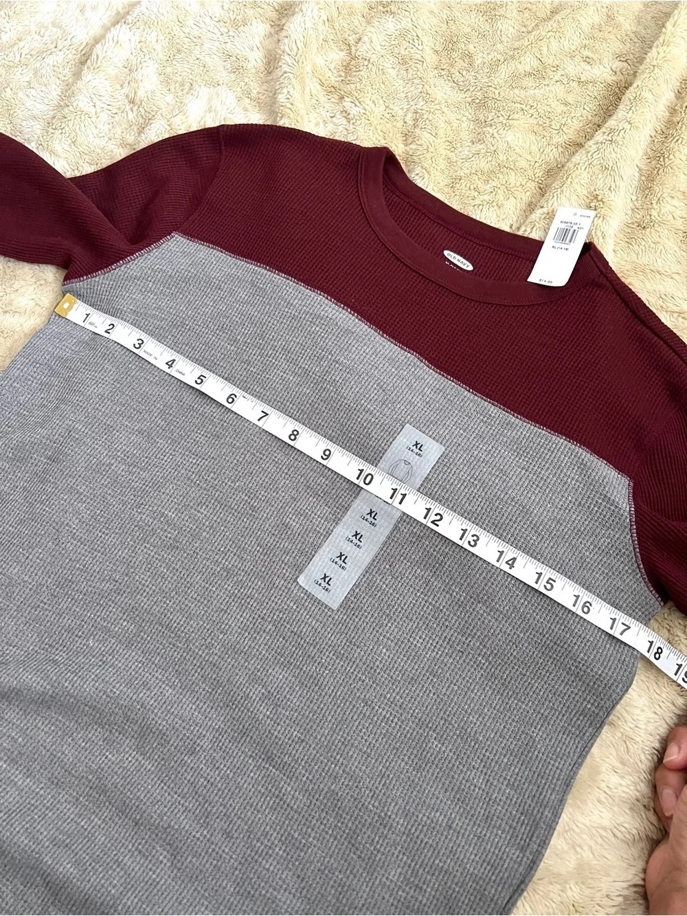 NWT OLD NAVY Boy's Gray & Red Long Sleeve Top Size XL